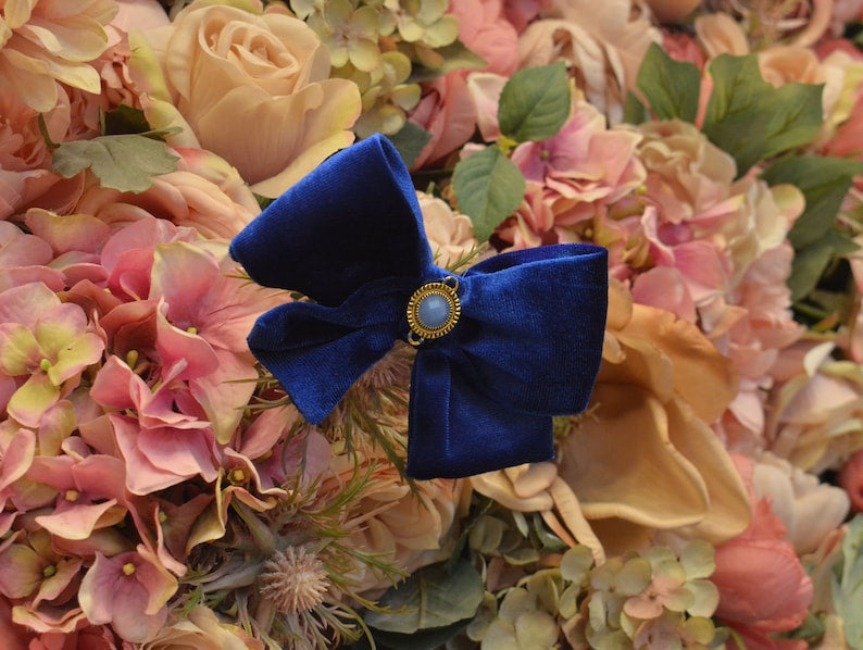 Chloe Royal Blue Velvet Hair Bow