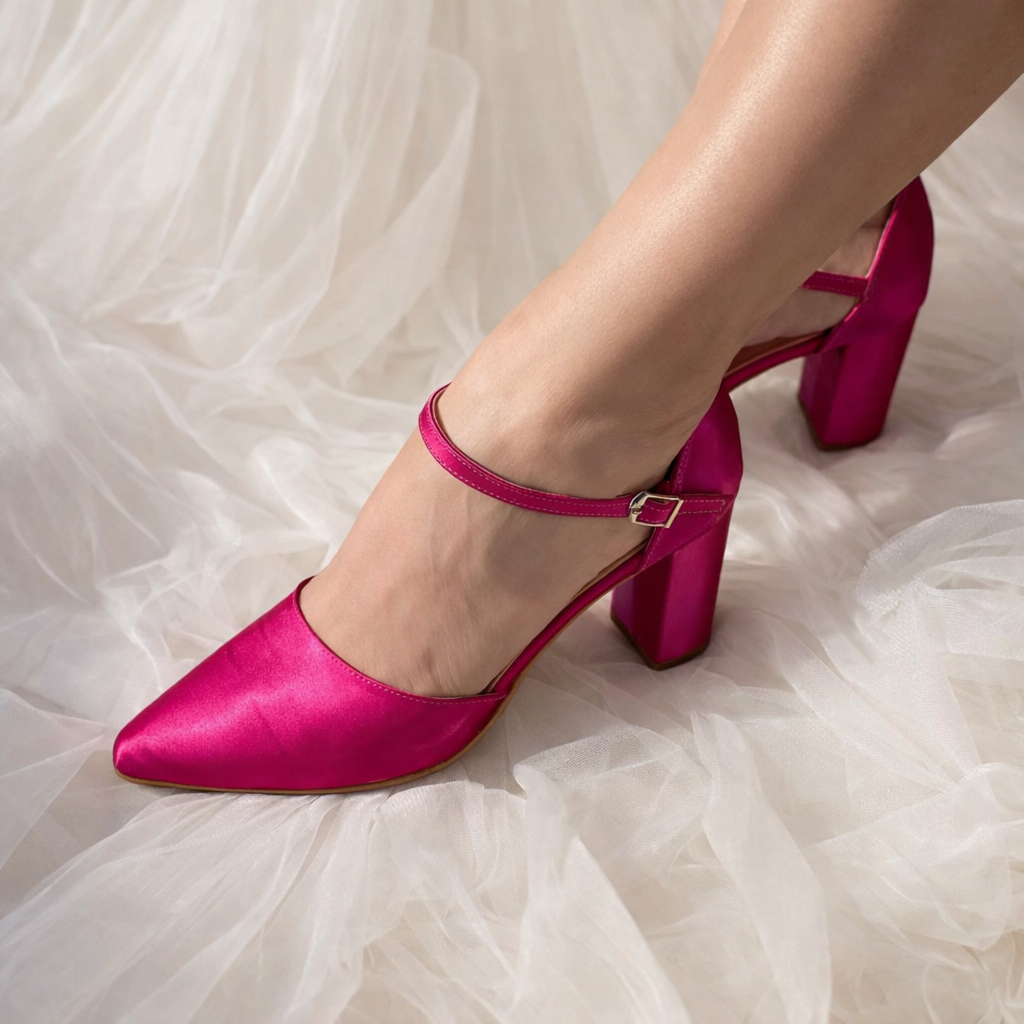Annabelle Fuchsia Satin heels