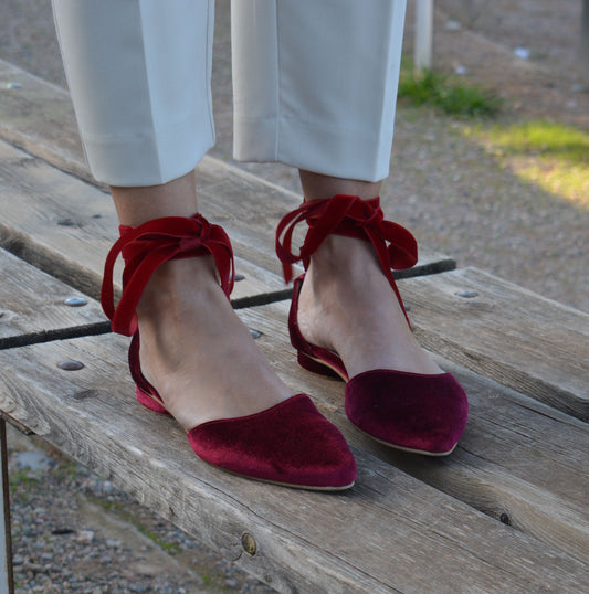 EVA Burgundy Velvet ballet flats