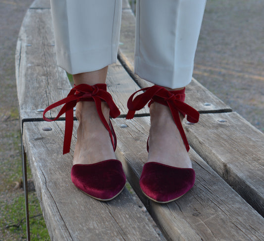 EVA Burgundy Velvet ballet flats