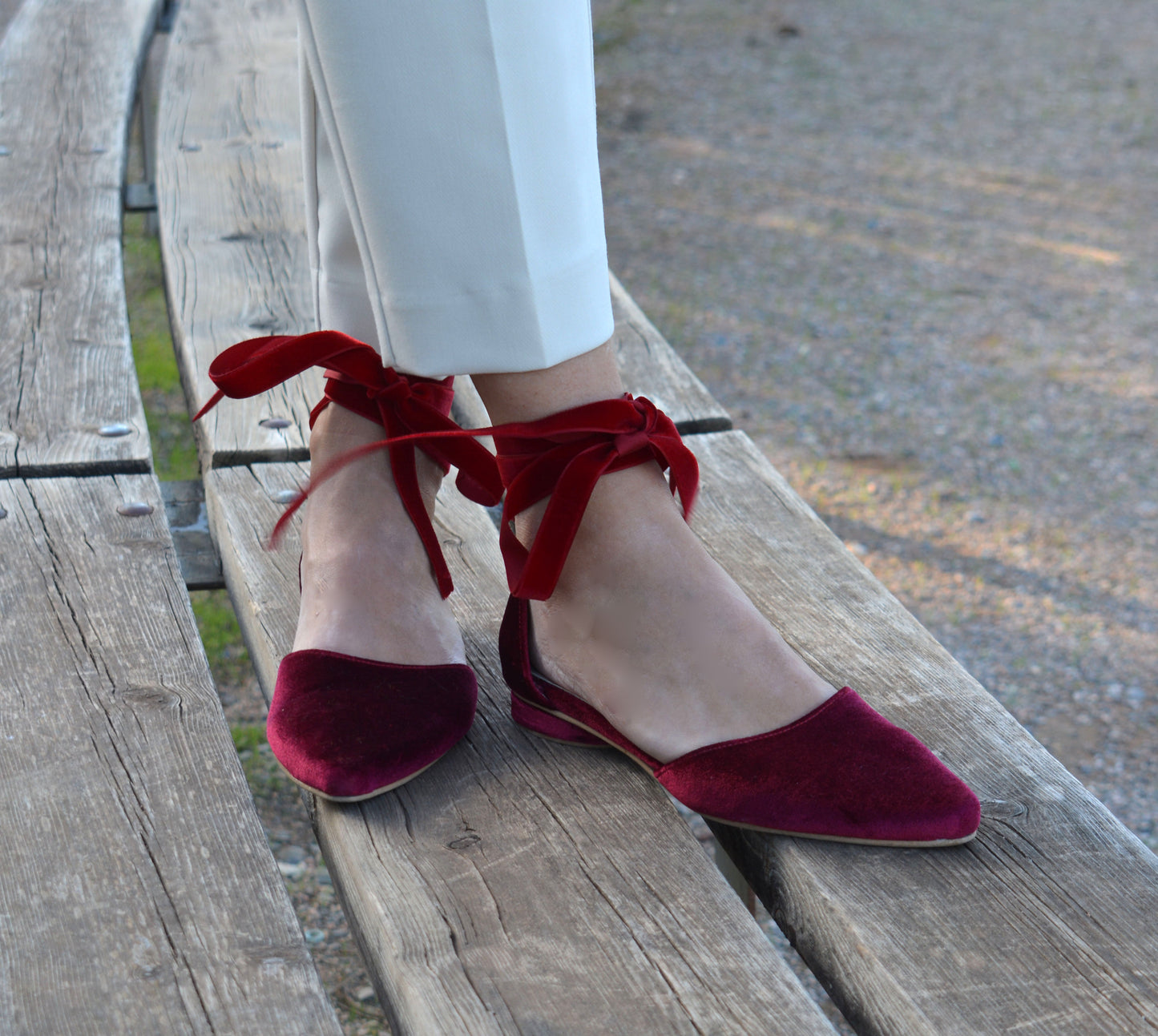 EVA Burgundy Velvet ballet flats