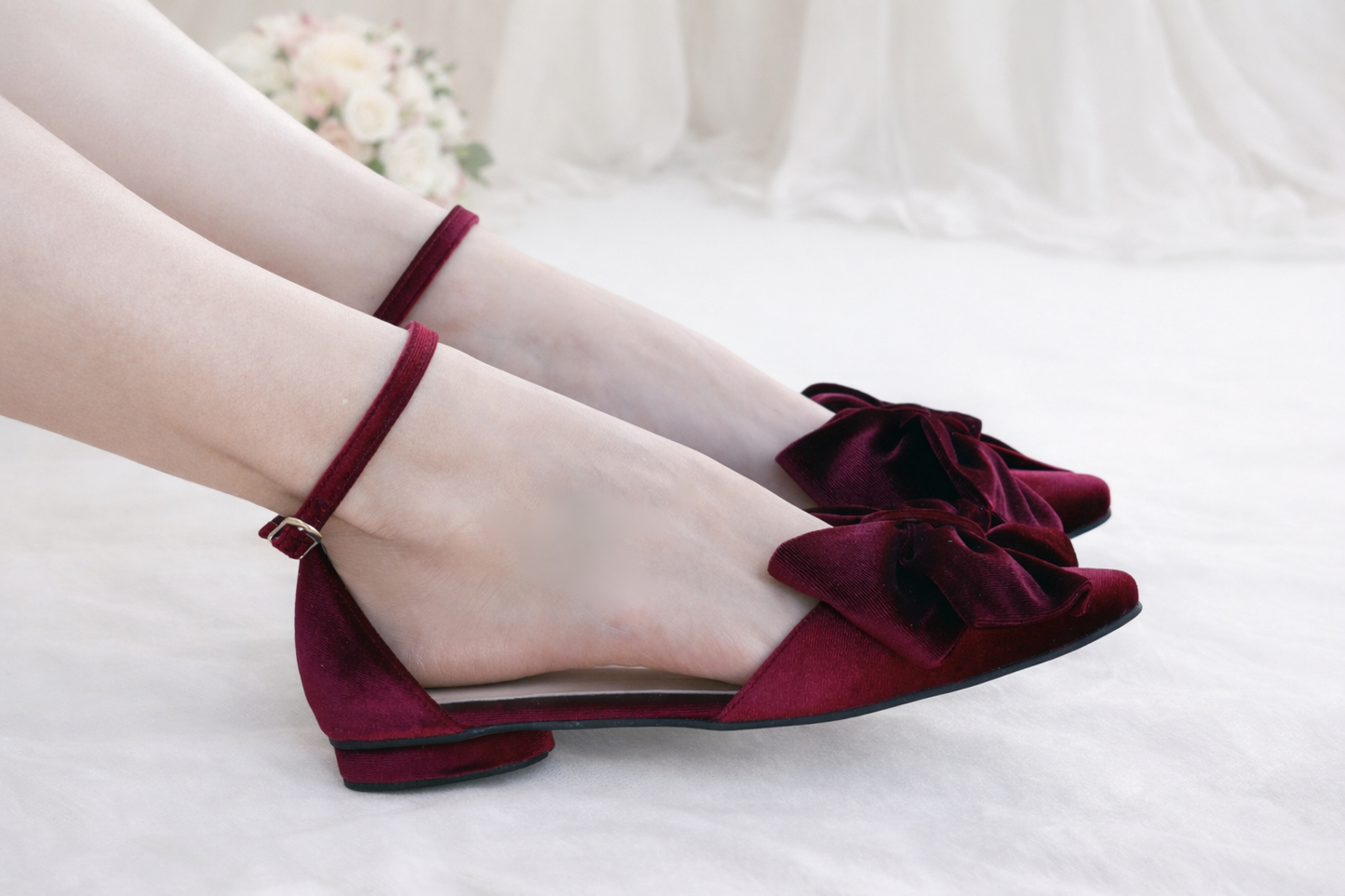 CARLY Burgundy Velvet ballet flats