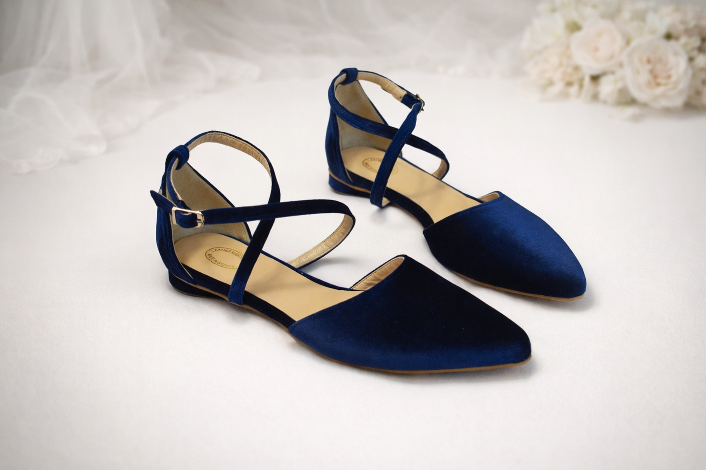 ARI Navy Blue Velvet flats