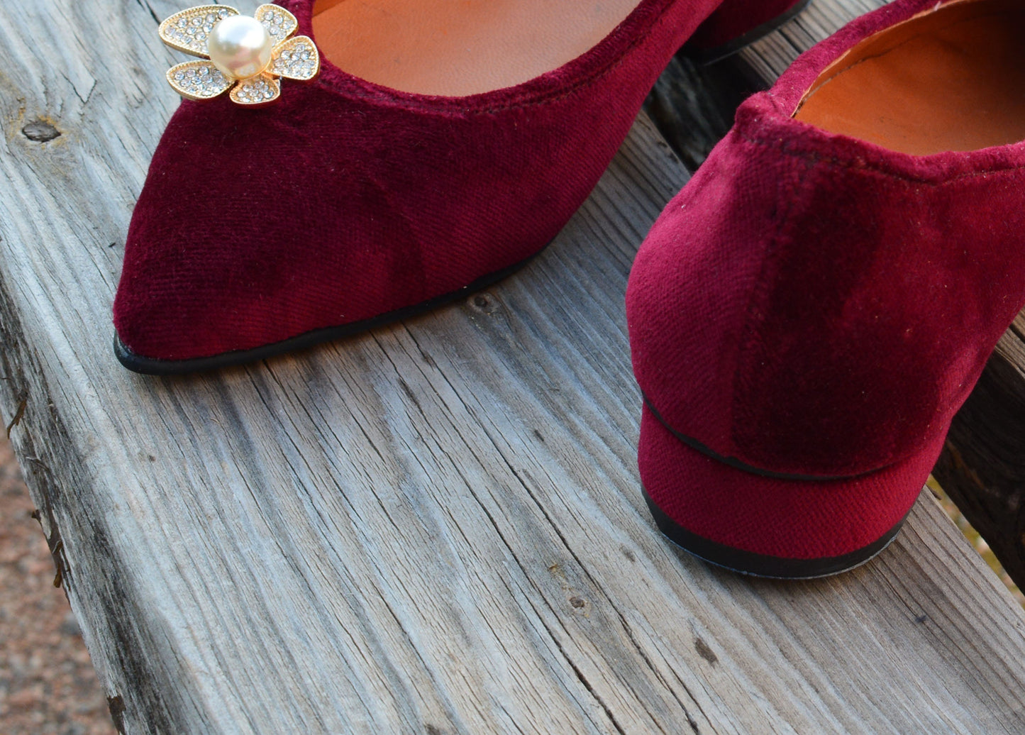 Dark Red Velvet Shoes, Low Wedding shoes, Velvet Ballet flats, Wine Red Leather shoes, Bridal Pointed toe Flats, Christmas gift
