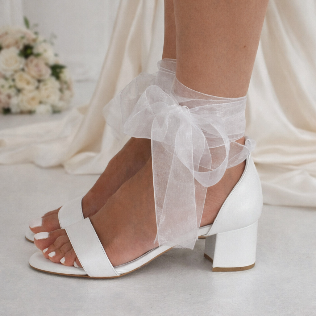 Angel White Organza heels