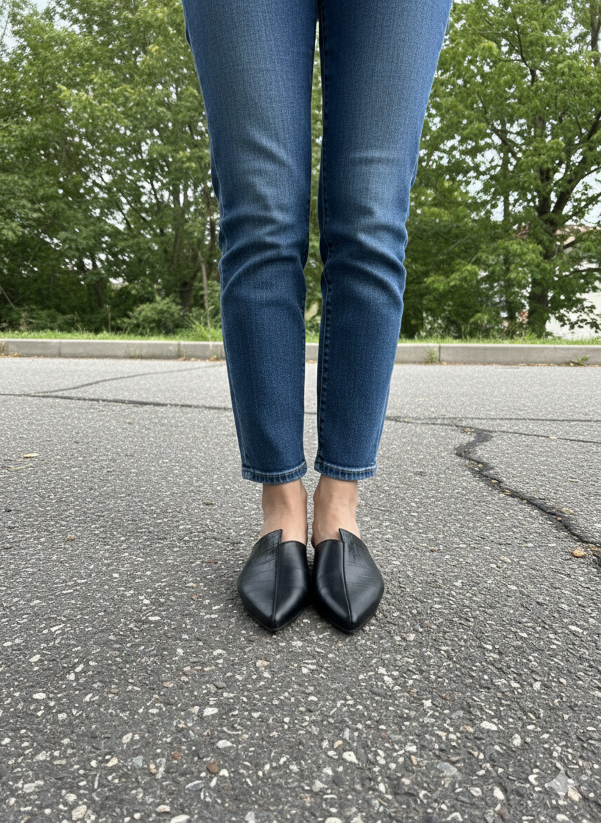 ASHANTE Croc-embossed Leather Mules