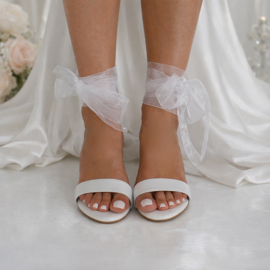 Angel White Organza heels
