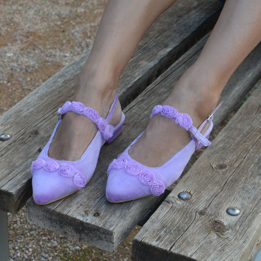 BLOSSOM LILA Velvet Flats