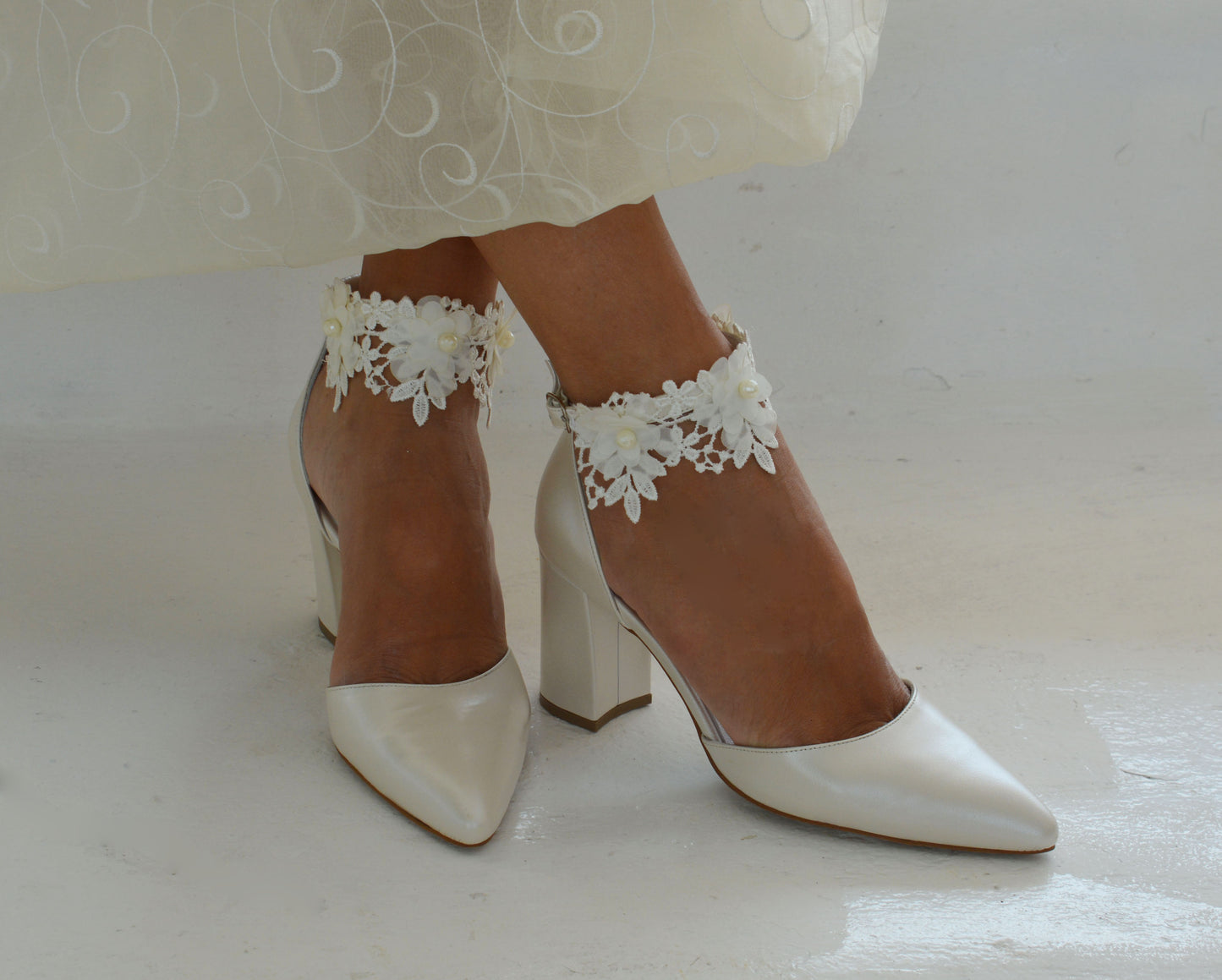 Charlotte Ivory Block heels