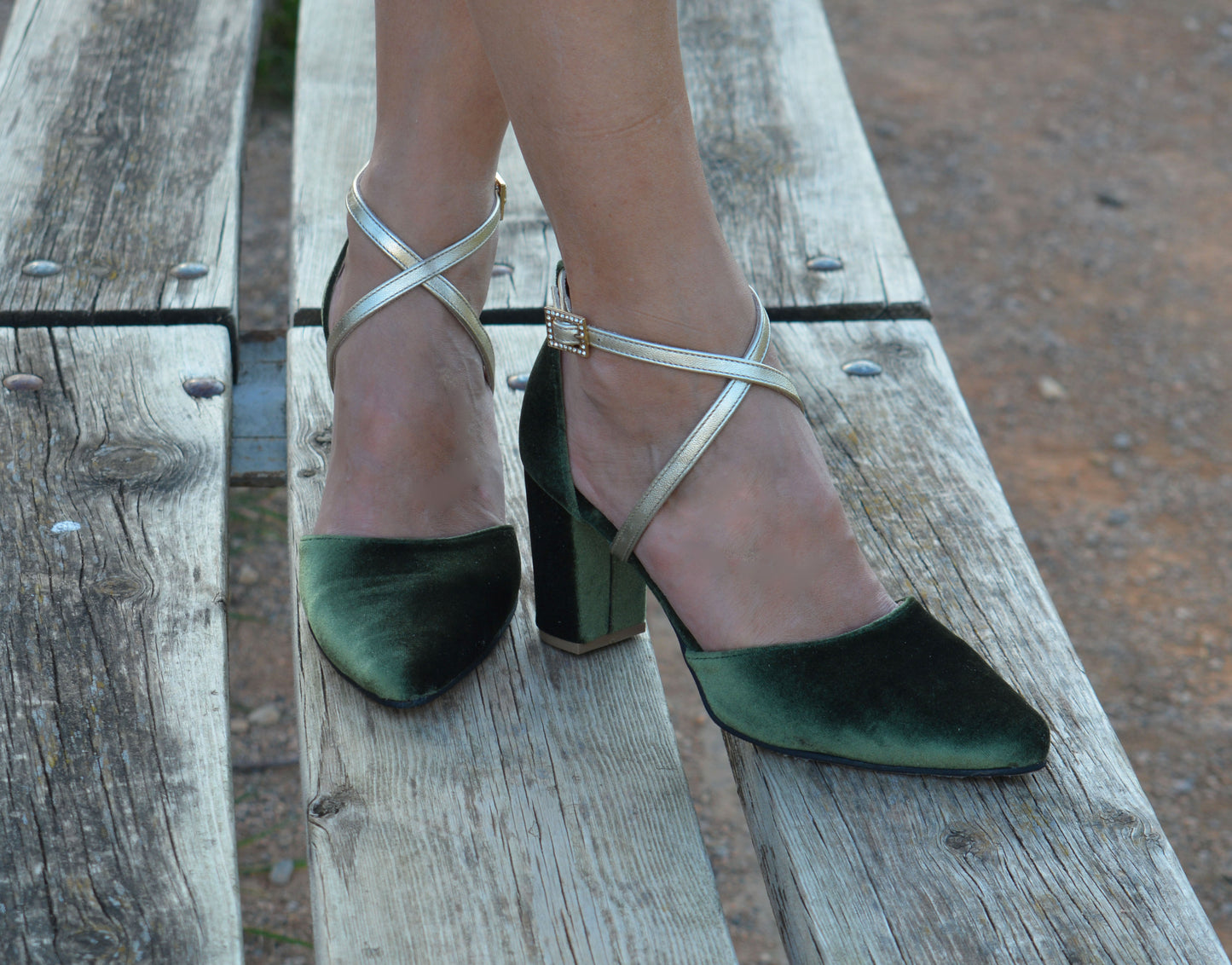 Letizia Olive Block heels