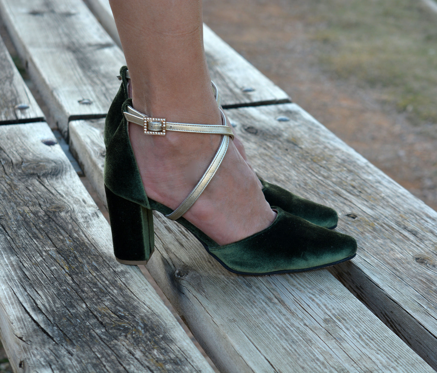 Letizia Olive Block heels