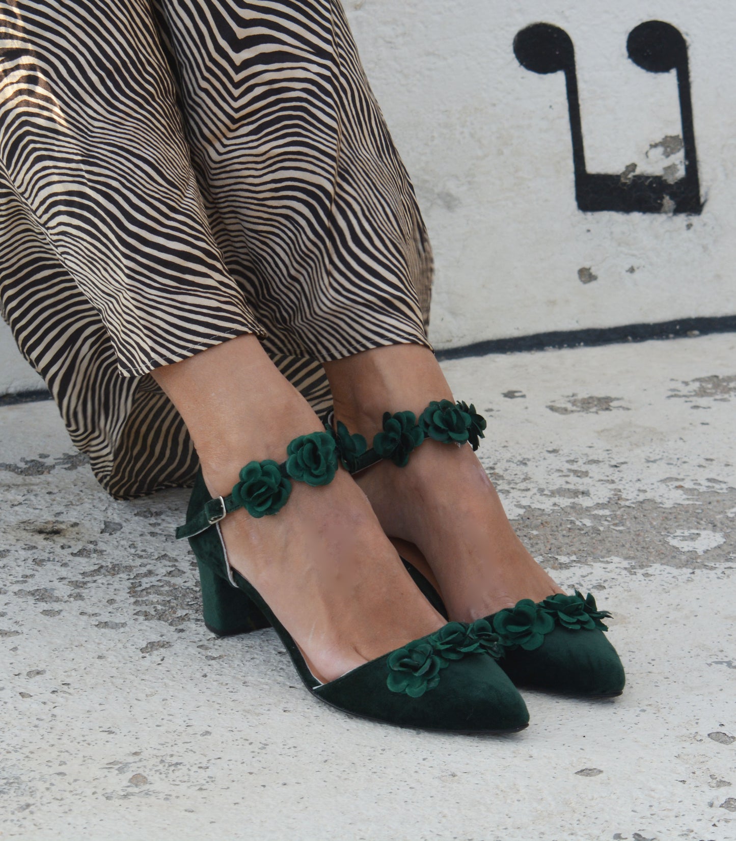 Enchanted Emerald Flower Heels