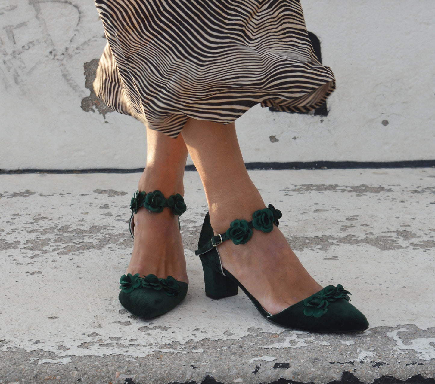 Enchanted Emerald Flower Heels