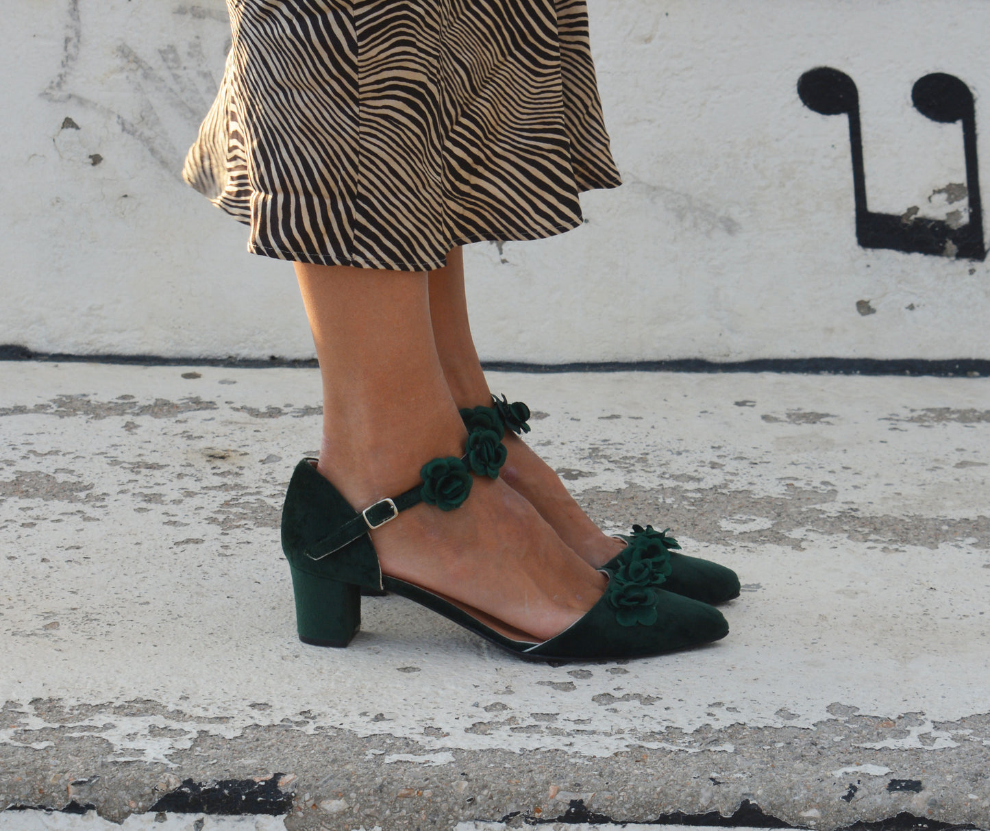 Enchanted Emerald Flower Heels