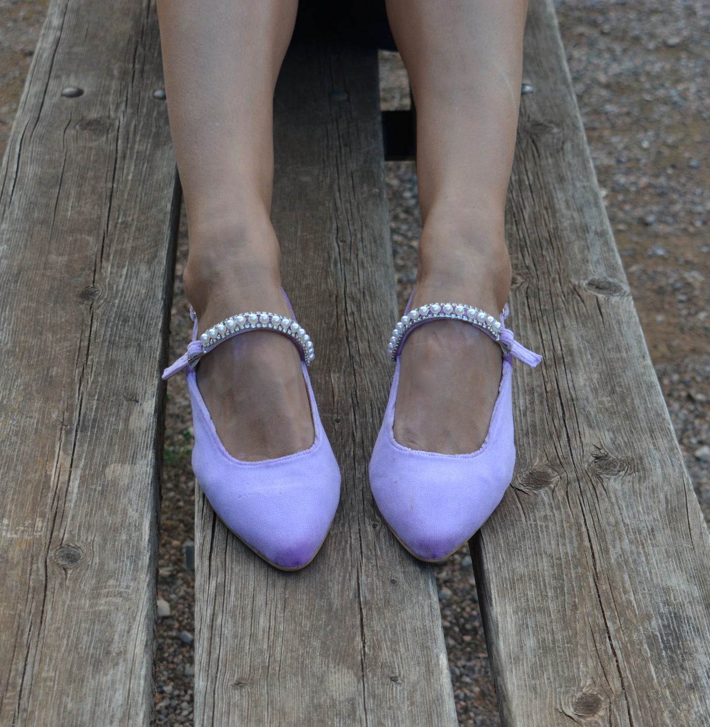 PEARL LILA Velvet flats