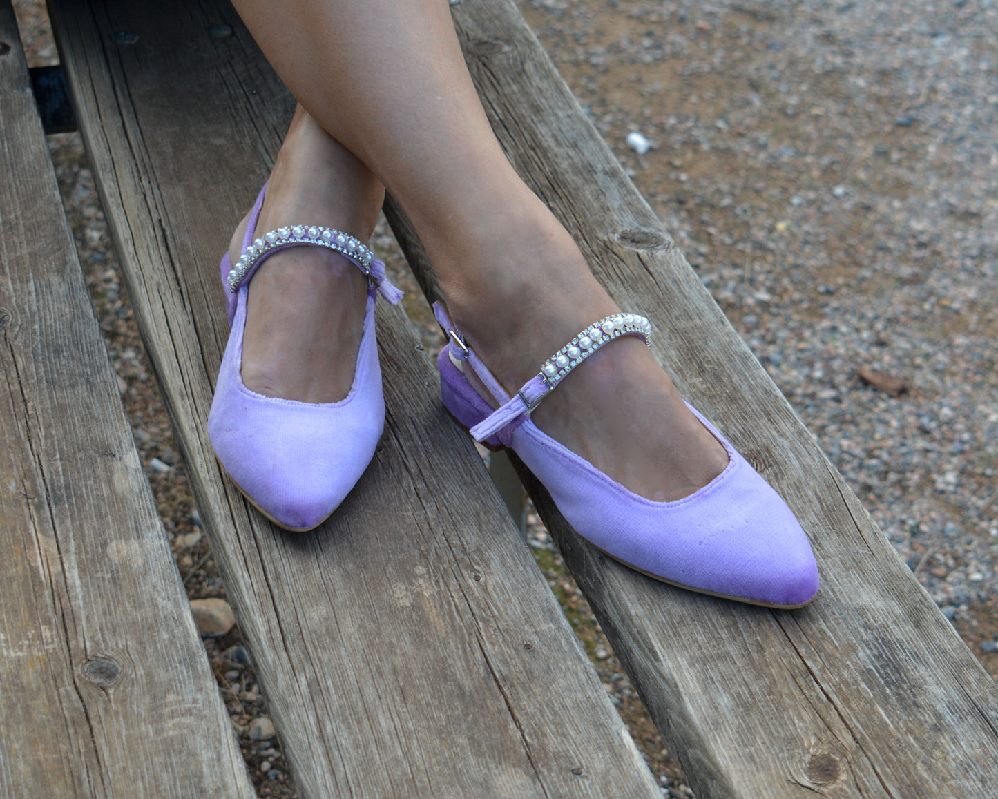PEARL LILA Velvet flats