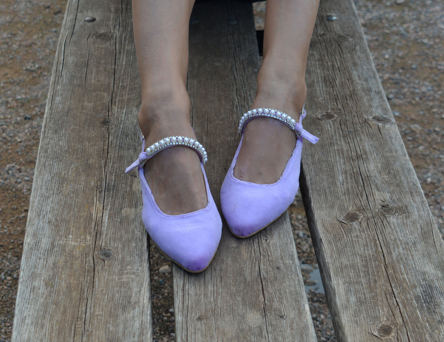 PEARL LILA Velvet flats