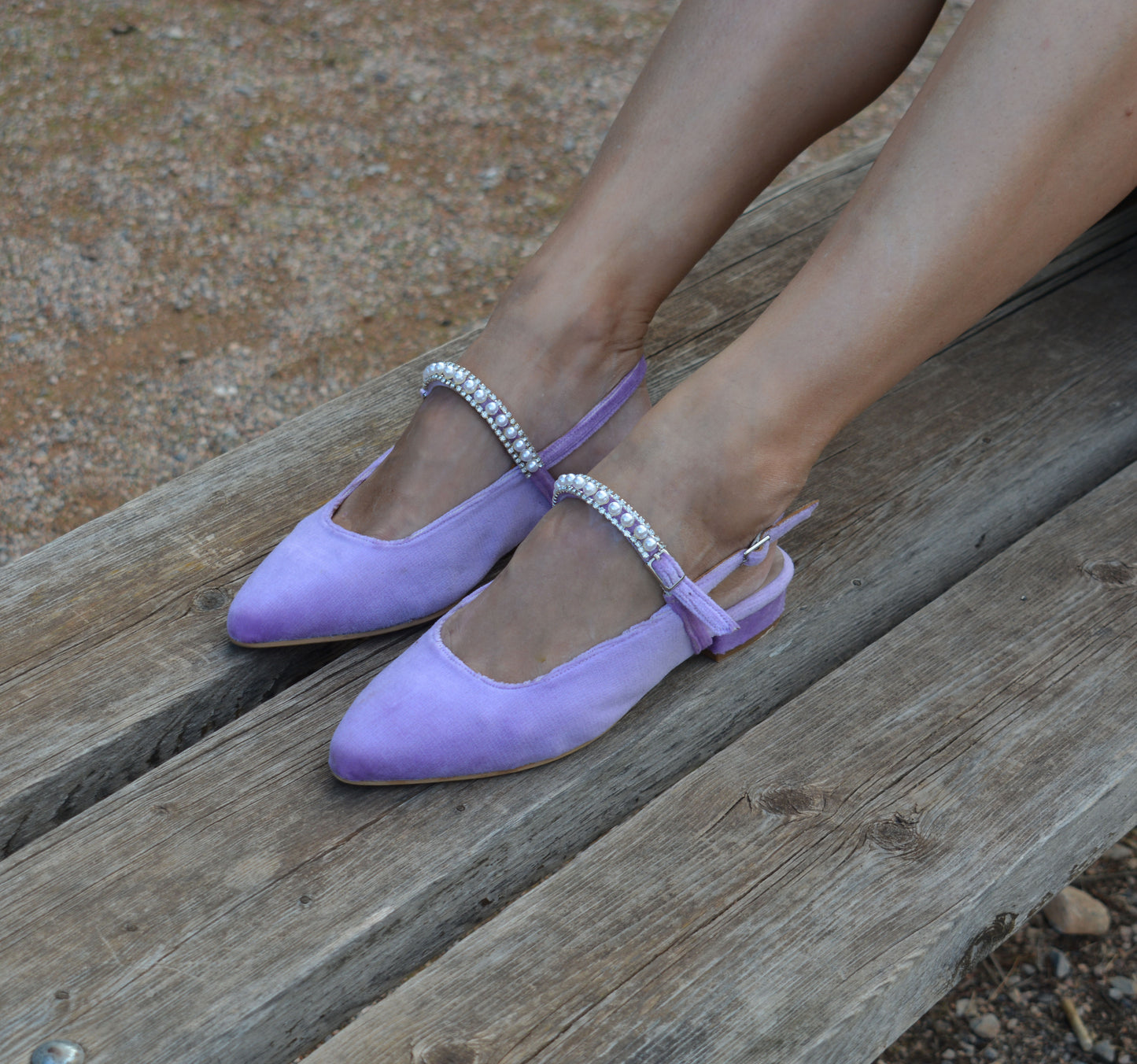 PEARL LILA Velvet flats