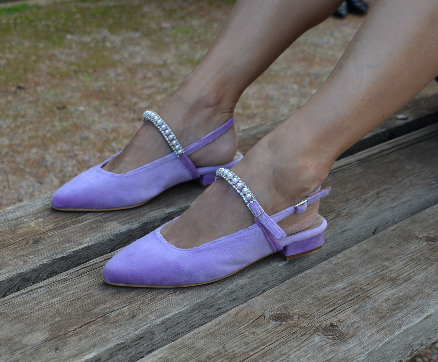 PEARL LILA Velvet flats