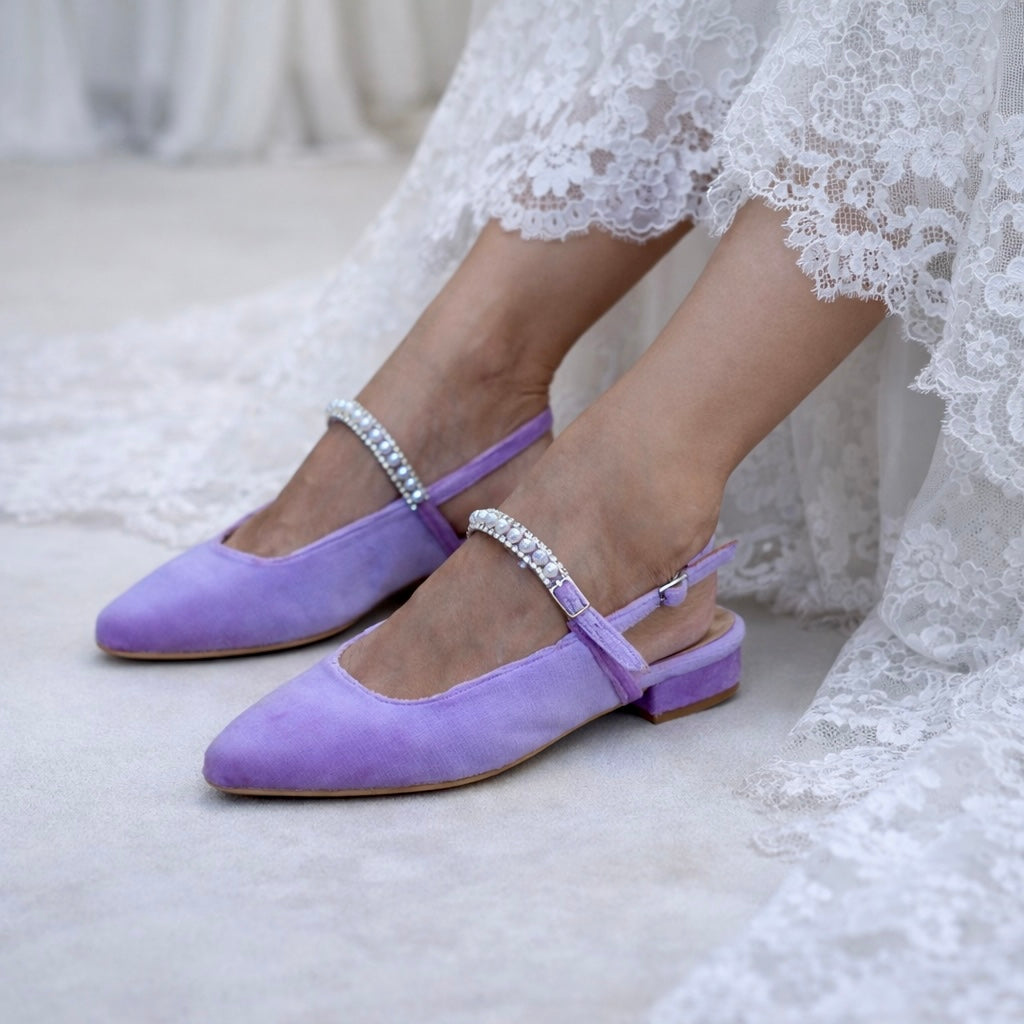 PEARL LILA Velvet flats