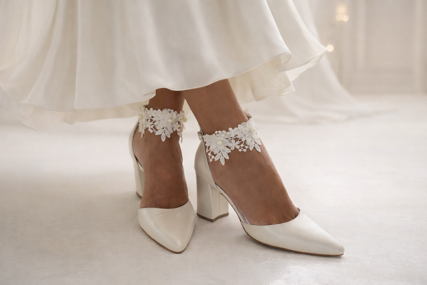Charlotte Ivory Block heels