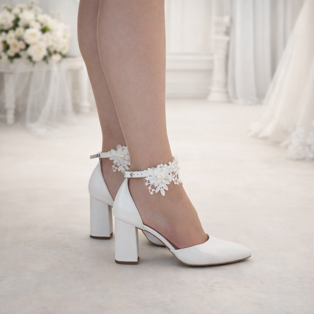 Charlotte Ivory Block heels