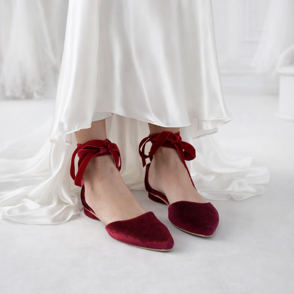 EVA Burgundy Velvet ballet flats