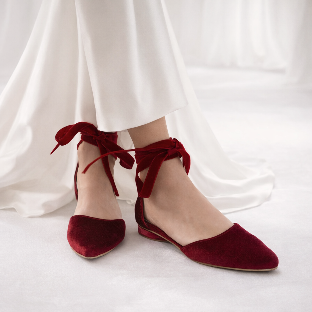 EVA Burgundy Velvet ballet flats