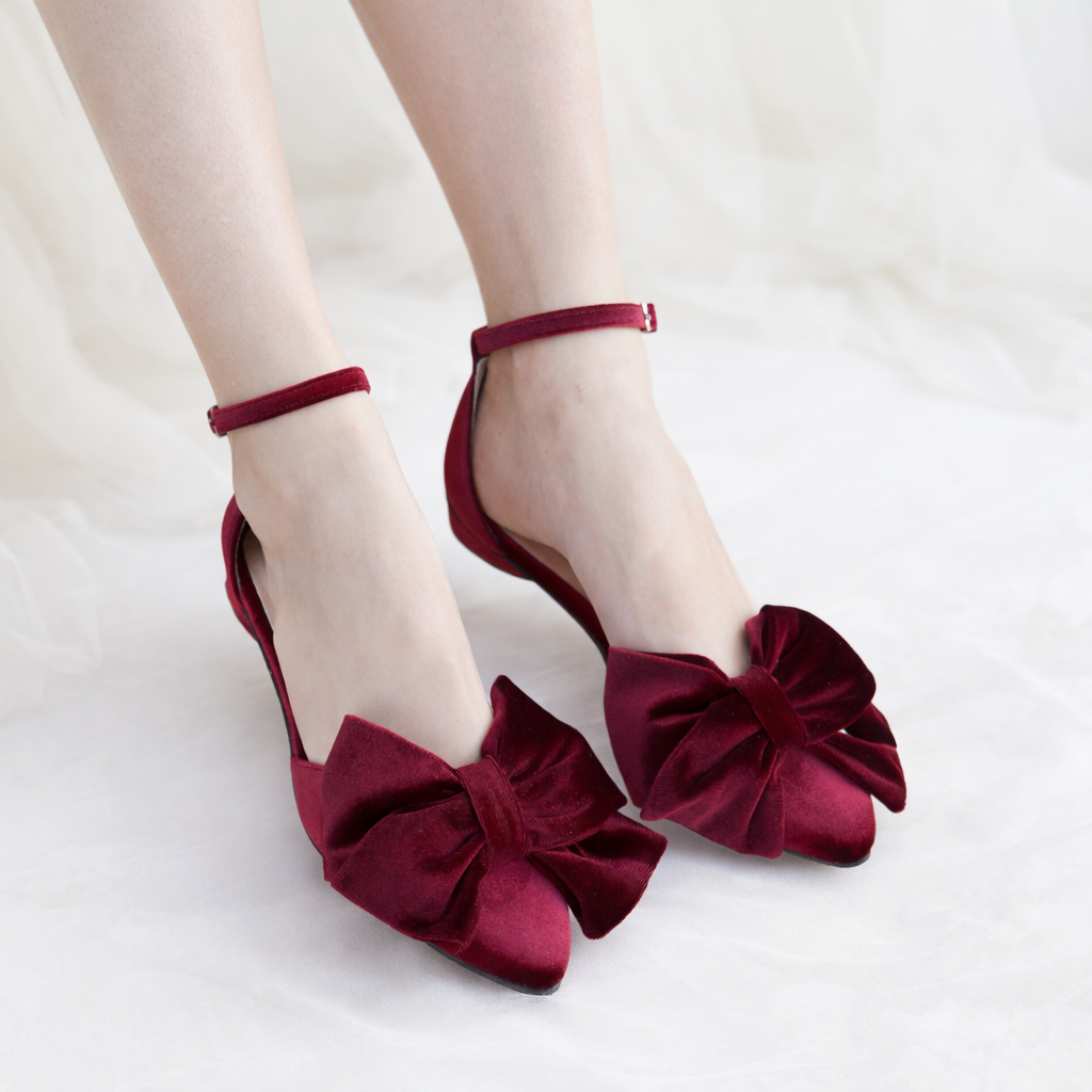 CARLY Burgundy Velvet ballet flats