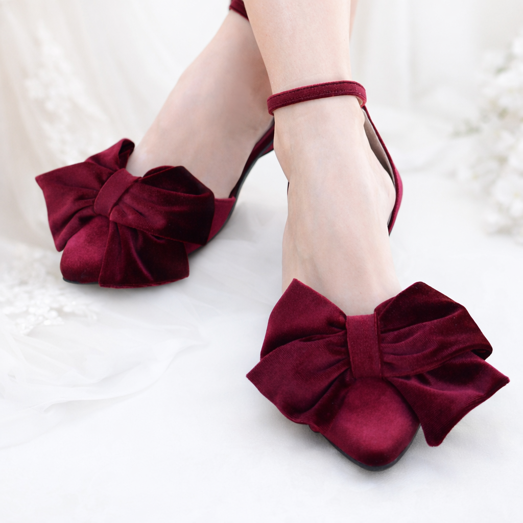 CARLY Burgundy Velvet ballet flats