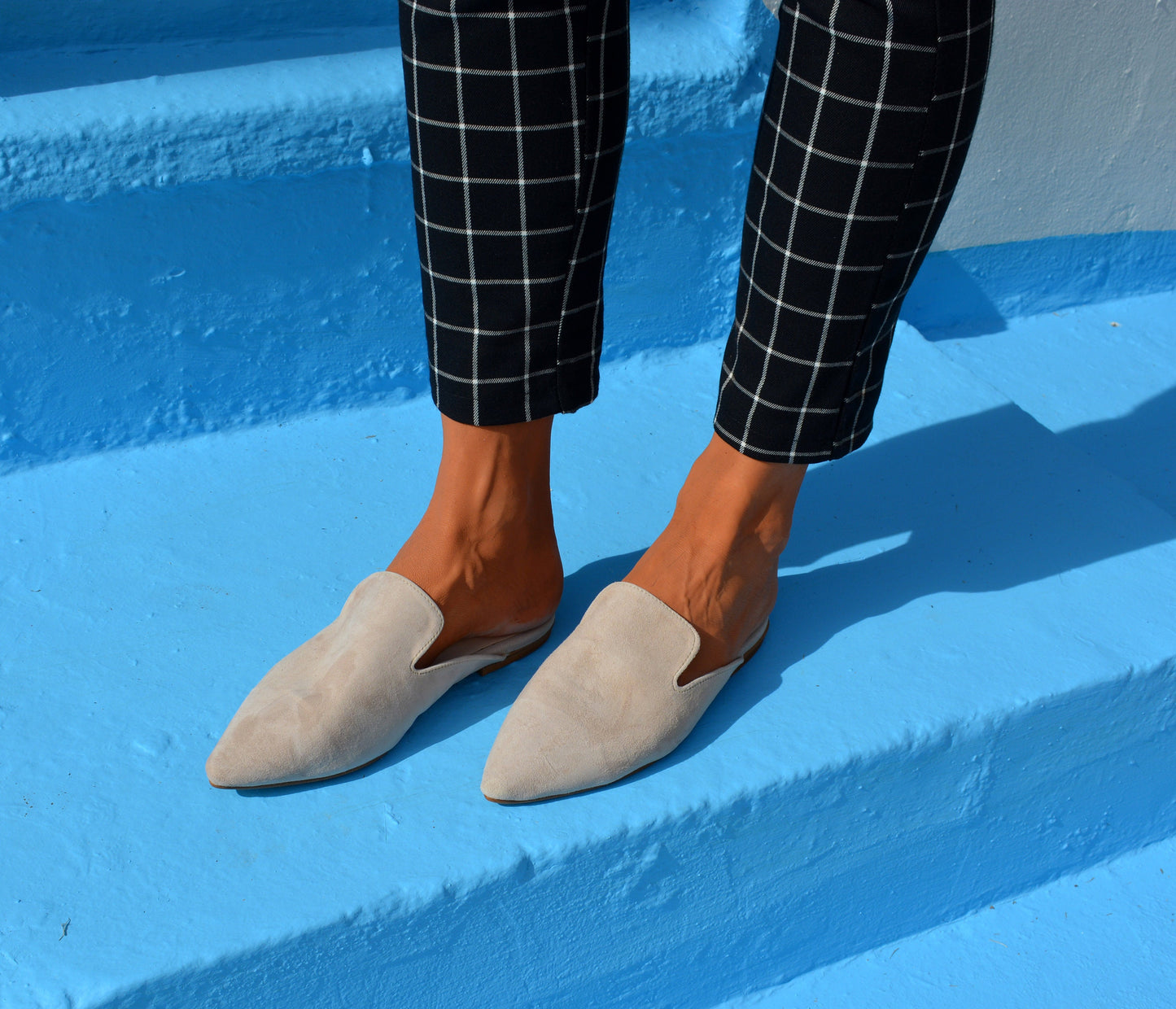 Suede Leather mules,Beige Leather Slippers, Pointed Toe Flats, Leather flats, Leather Slides, Slip On shoes, Mule Shoes ''Attiki''