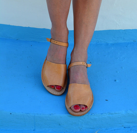 Genuine leather sandals, Leather sandals, Strappy sandals, Ankle strap sandals, Ancient Greek sandals, Greek flats ''Artemis''