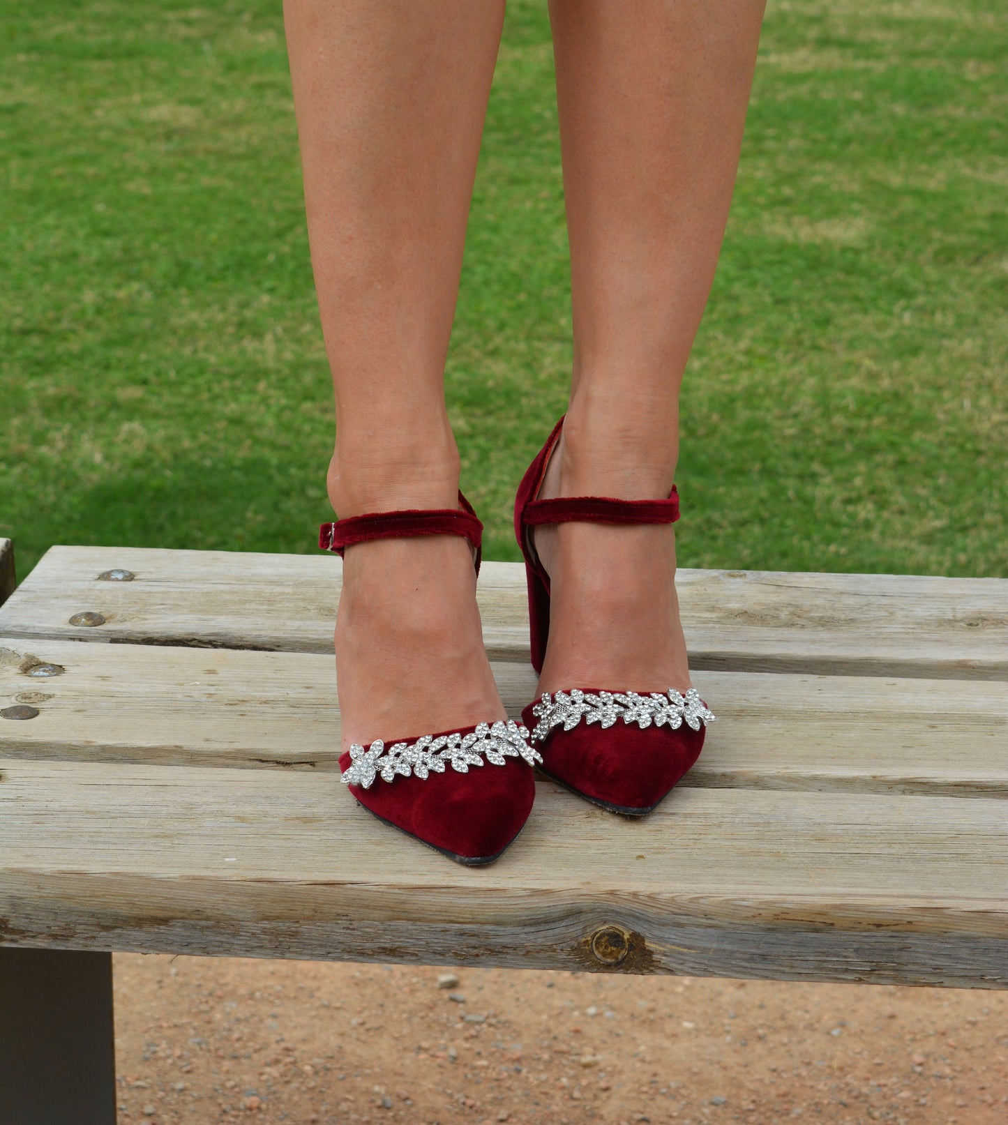 Velvet Block Heel Bridal shoes, Ruby Red Velvet Heels, Deep Red Bridal Heels, Wine Red Wedding shoes, Bridesmaid Shoes, Holiday Red Shoes