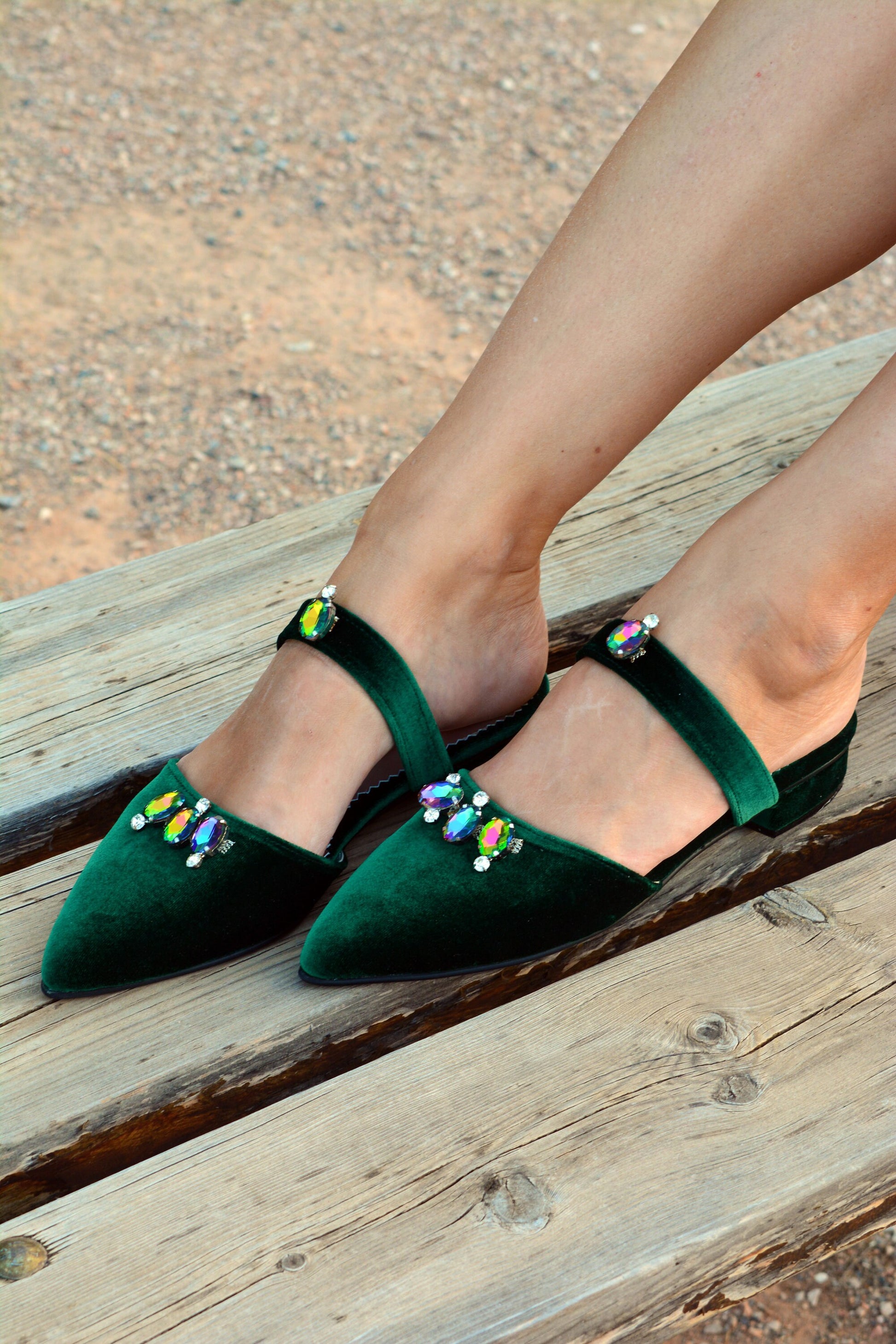 Green Satin Wedding Shoe With Crystal Embellishment Emerald 