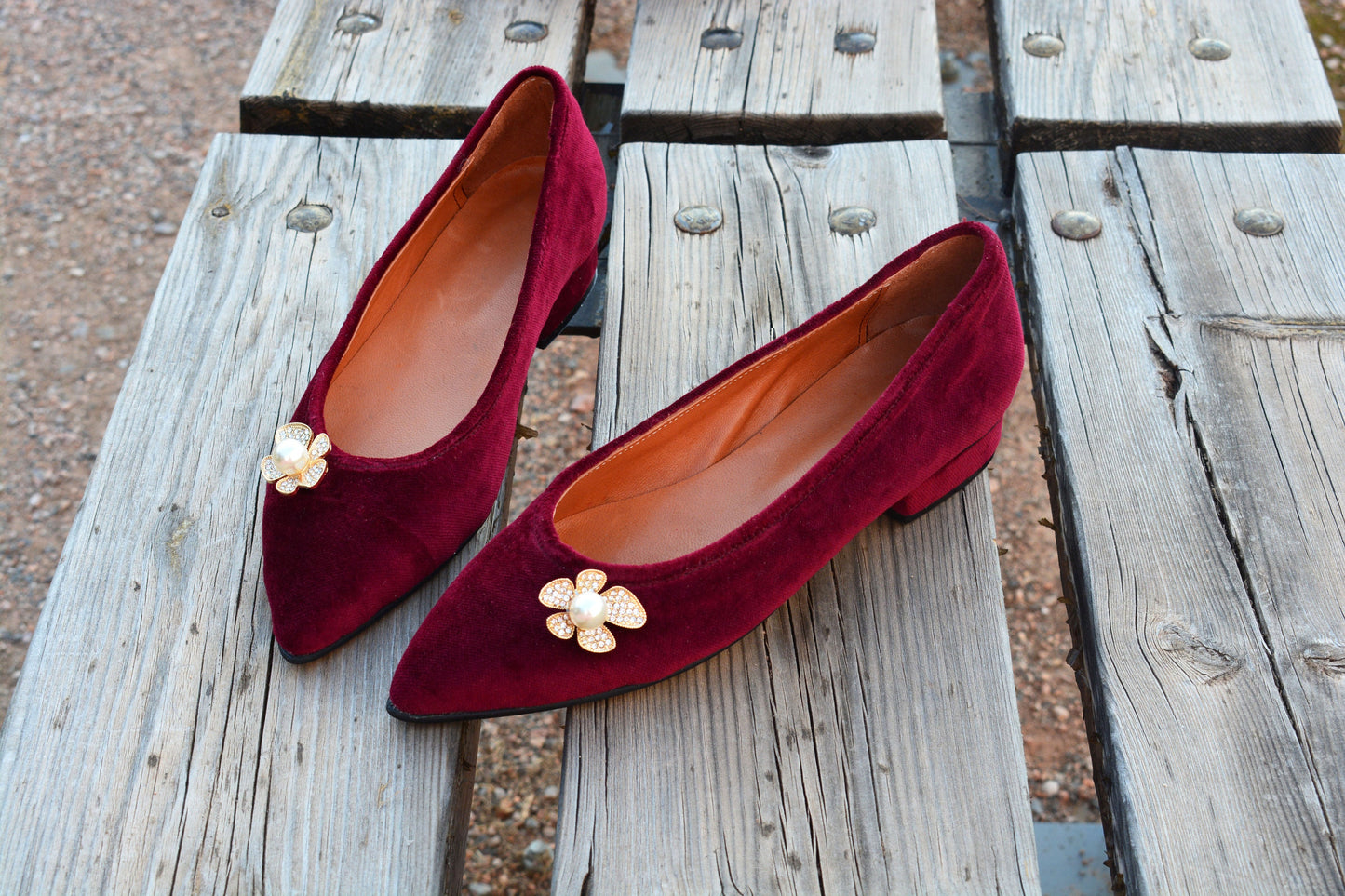 Dark red deals velvet shoes