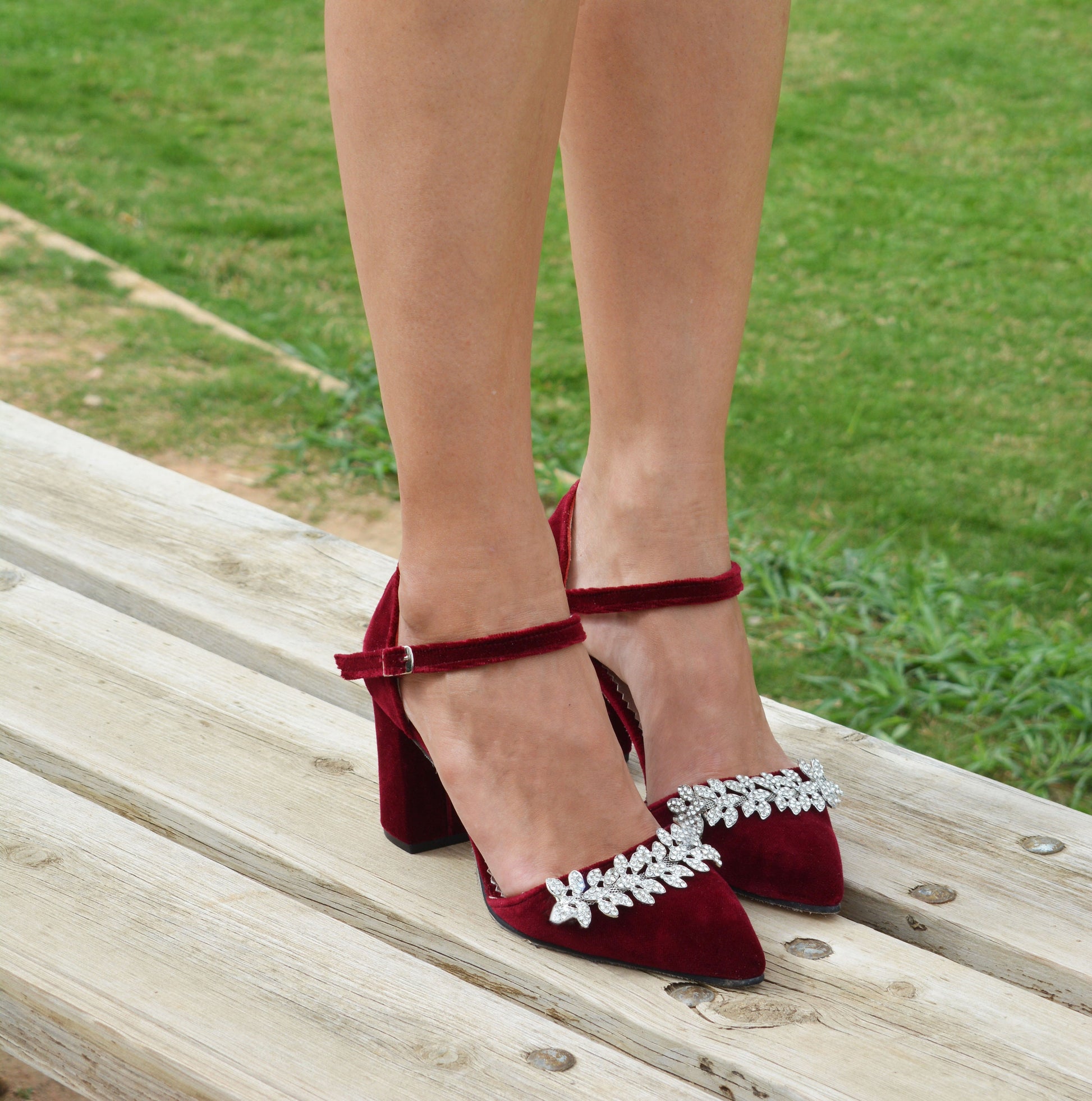 Velvet wedding sale heels