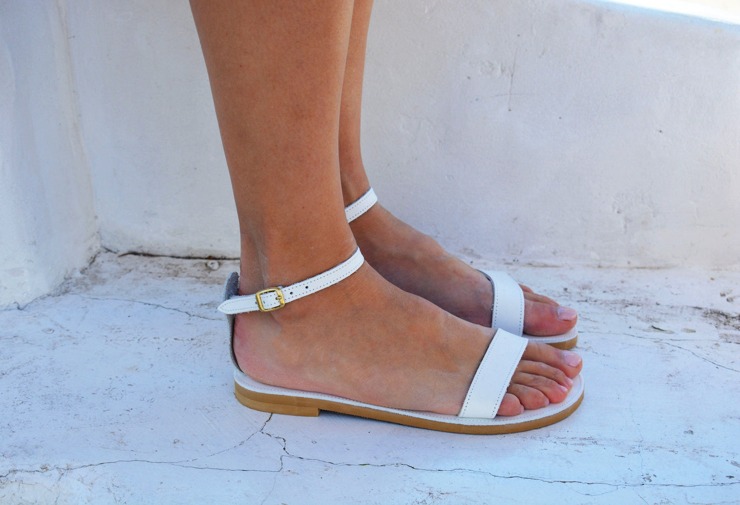 White Leather sandals/ Ancient Greek sandals/ Strappy sandals/ Ankle strap shoes/ Handmade sandals/ Greek sandals/ White sandals ''DOVE''