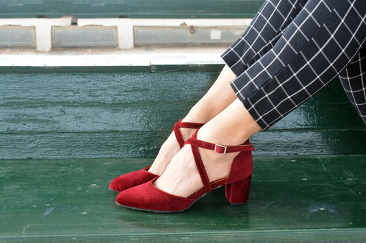 Velvet Block Heels, Burgundy Wedding shoes, Dark Red Velvet shoes, Bridal shoes, Red Velvet heels, Wedding shoes low heel, Dark Red Pumps