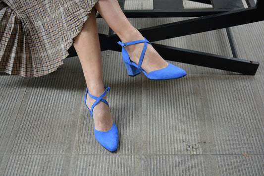 Blue Royal Suede Block Heels, Blue Wedding shoes, Blue Leather shoes, Blue Bridal shoes, Suede Pumps, Suede shoes, Blue Heels, Blue Pumps