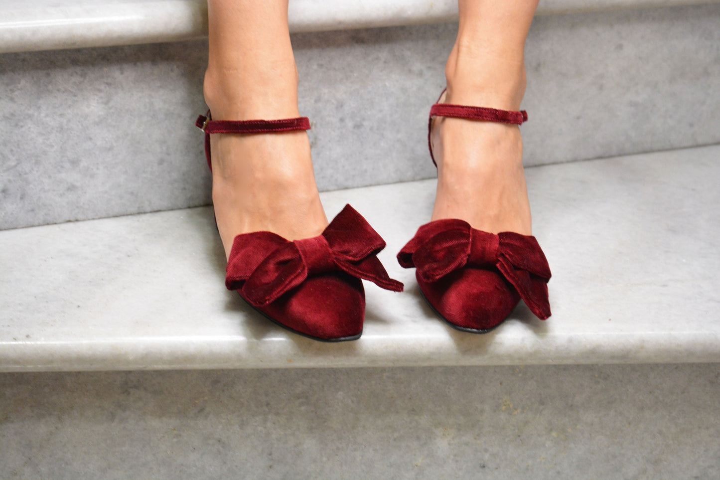 Merlot Wine Red Velvet Block Heels, Velvet Bow Heels, Burgundy Velvet Pumps, Red Wedding shoes, Red Bridal shoes, Velvet Pumps ''Maddie''